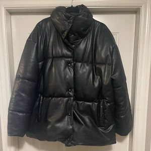 Woman’s vegan Leather puffer jacket